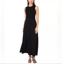 Vince Camuto Black Sleeveless Crossover Crewneck Sleeveless Maxi Dress Sz L NWT