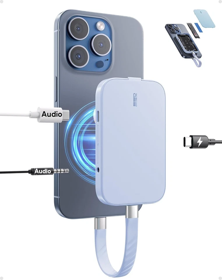 M2 SSD Gehäuse Magnetisch USB C Schwarz Kompatibel iPhone MacBook Laptop - Bild 3 von 4