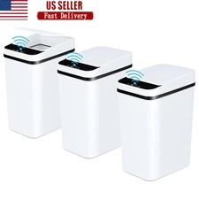 Motion Sensor Trash Can 3 Pack Touchless Odor Seal Bathroom Kitchen Office Bin