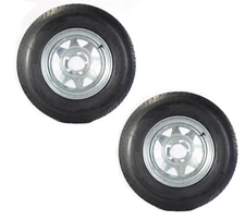 2-Pk Trailer Tires Rims ST185/80D13 185/80D-13 LRC 5 Lug Galvanized Spoke Wheel