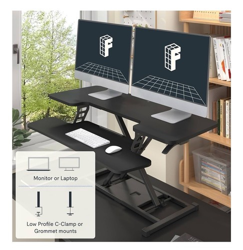 FlexiSpot 42" Height Adjustable Office Desk Riser Black Standing Desk Converter - Picture 4 of 7