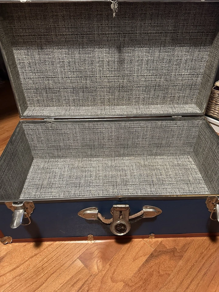 Baúl único vintage 30 16 12 rojo blanco azul Foto 3 de 4