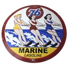 Vintage Union 76 Gasoline Sign - Porcelain Ski Show Gas Service Pump Sign