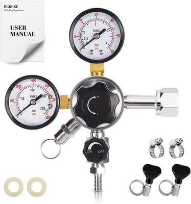 CO2 Keg Regulator Draft Beer CO2 Regulator CGA-320 Regulator Dual Stage CO2 P...