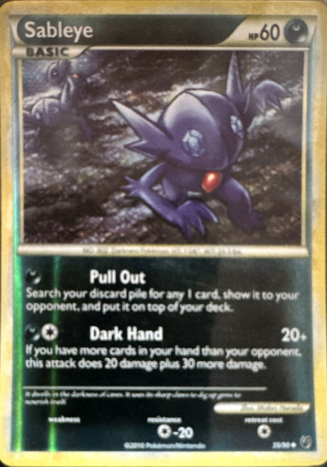 Sableye 35/90 Uncommon HGSS Undaunted Reverse Holo Lightly Played