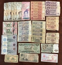 MIXED LOT 40 BANKNOTES WORLD PAPER MONEY FOREIGN CURRENCY  COLLECTION