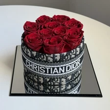 Preserved Flower Roses in an Inspired Dior Round Box