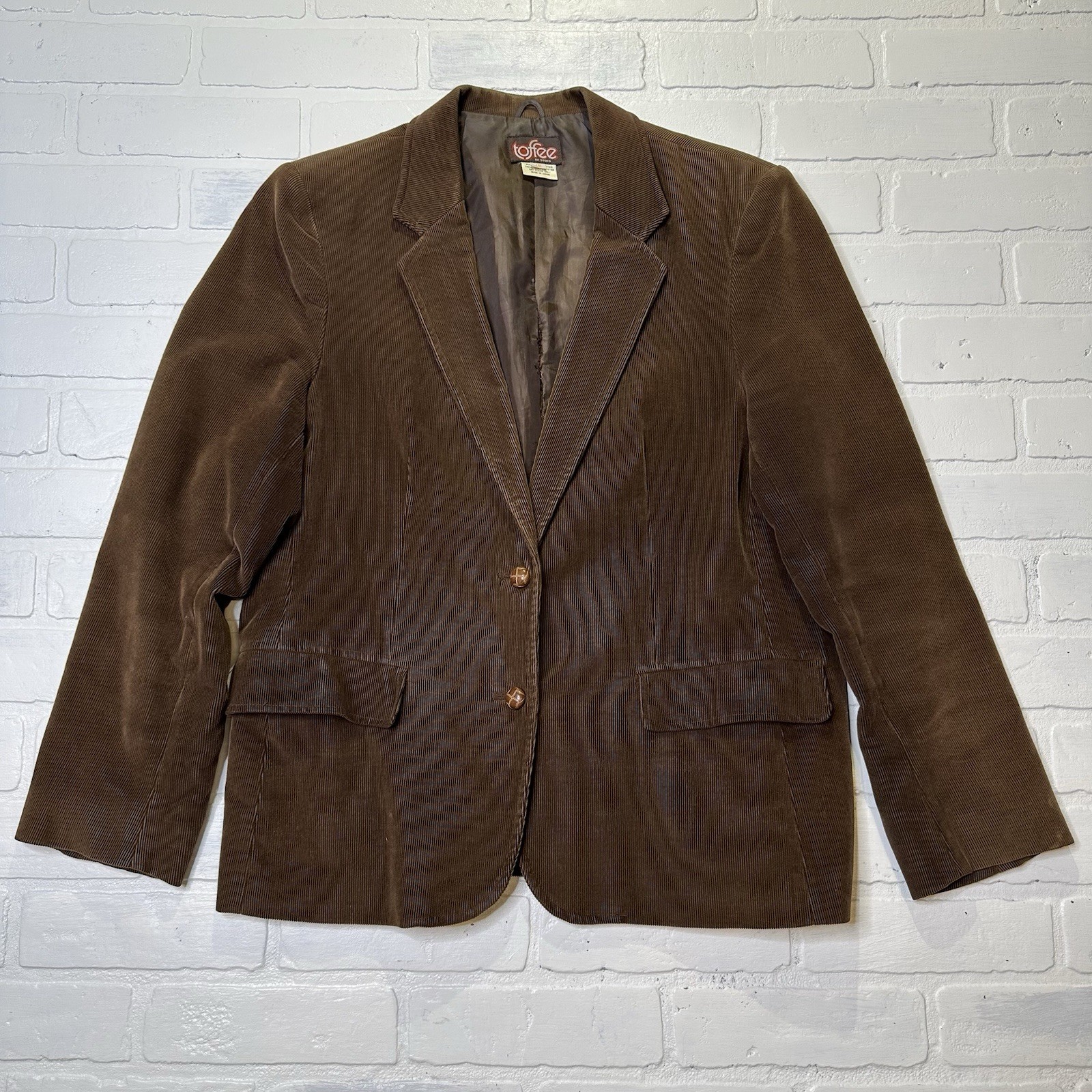 Vintage Brown Corduroy Jacket Blazer Lined Women’s Size 16 Made In Japan