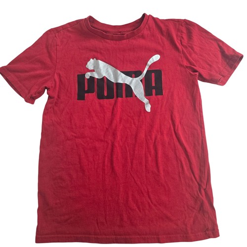 Puma Spellout T-Shirt Boys Short Sleeve Red Athletic L 10-12