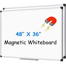 Magnetic Dry Erase Whiteboard 48 x 36 in Aluminum Frame Wall Mount 2 Pack