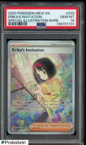 2023 Pokemon MEW EN #203 Erika's Invitation SIR PSA 10 GEM MINT