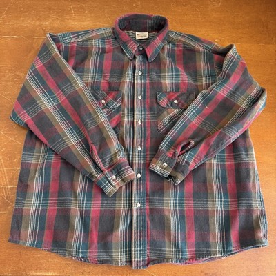 Vintage Five Brother Shirt Mens 2XL Red Green Plaid Flannel Long