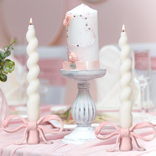 3 Pcs Pink Bow Candle Holder Coquette Bow Taper Candlestick Holder Modern Ins... - Picture 5 of 6