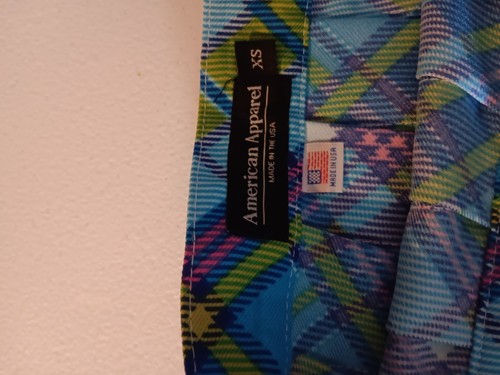 vintage american apparel Xs Mini Skirt Blue Plaid Pleated - Picture 12 of 15