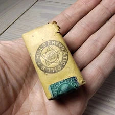 Antique Sealed Full Box Hills Rheumatic Pills W/1800s Tax Stamp 