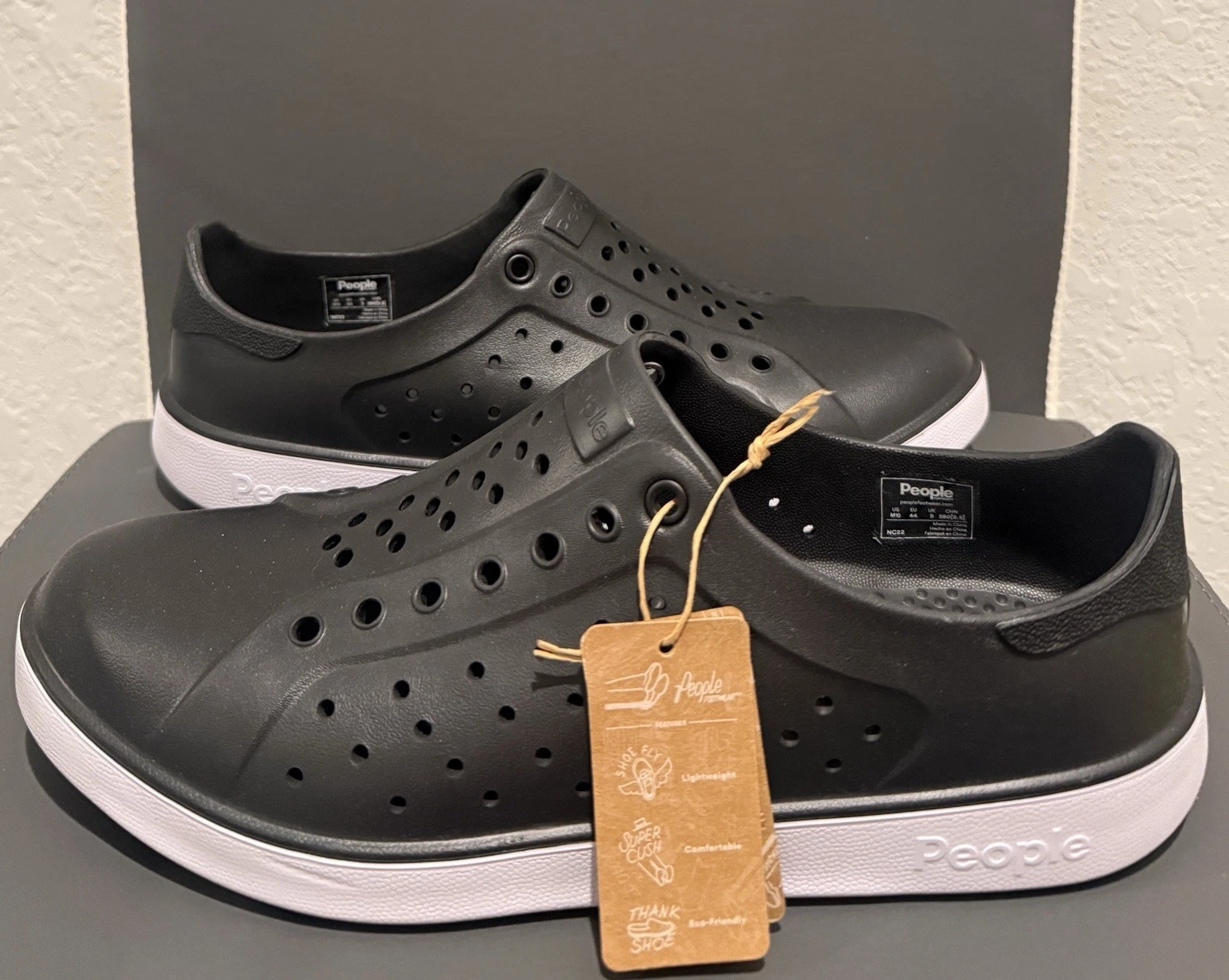 People Footwear ACE EVA Slip-On Water Shoes Lightweight Rubber Black Men’s 10
