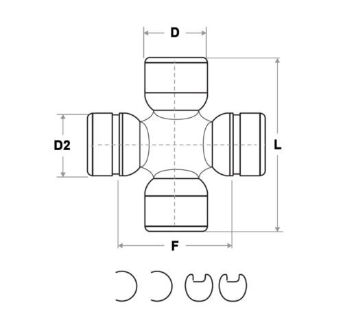 1310 to S44 Series Fits Chevy to Fits Ford U-Joint with Straps