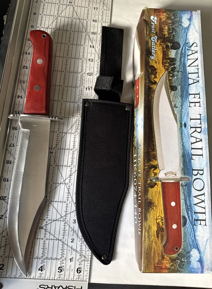 Santa Fe Trail Bowie Knife HK6074-140 with Leather Sheath New In Box - Image 3 of 4