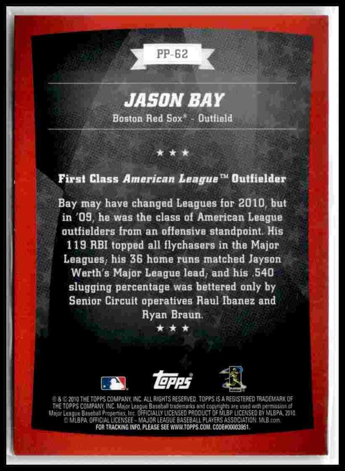 2010 Topps #PP-62 Jason Bay Peak Performance - Image 2 of 2