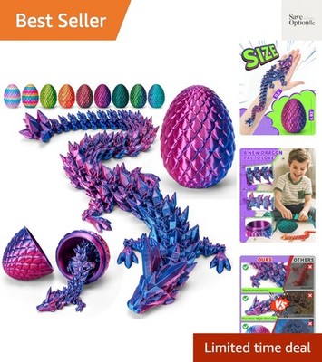 12'' 3D Printed Dragon Egg, Cool 3D Printer Articulated Crystal Dragon Toys fo...