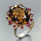23ct Art Jewelry Natural Smoky Quartz Ring 925 Sterling Silver Size 9 /R448499