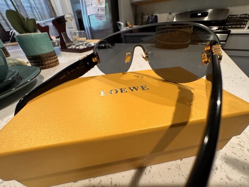 LOEWE Paula's Rimless Shield Sunglasses Black Frame Gray Tinted Lenses
