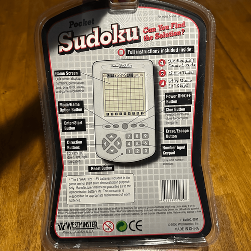 Sudoku Handheld Pocket Electronic Game & Puzzle Book Travel Home 360 Puzzles New - Picture 7 of 11