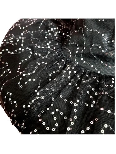 Black Witch Hat with Silver Sequin Netting and Veil Halloween - Picture 2 of 2