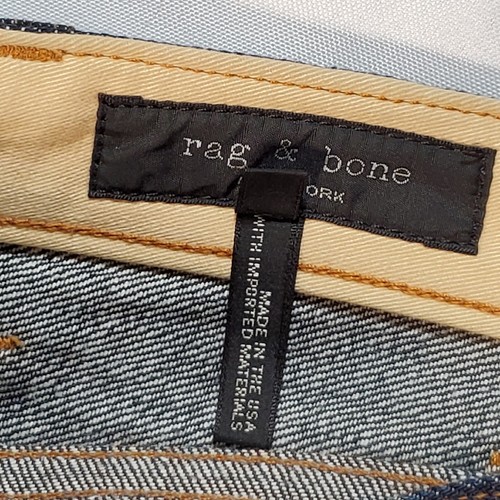 Unique Rag & BONE denim Blue Jeans 32x27 Contrast Cuff Leather Patch - Picture 7 of 11