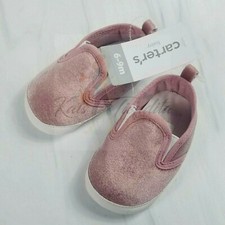 Carter's Baby Pink Soft Slip-on Crib Shoes Size 6-9 Months NEW