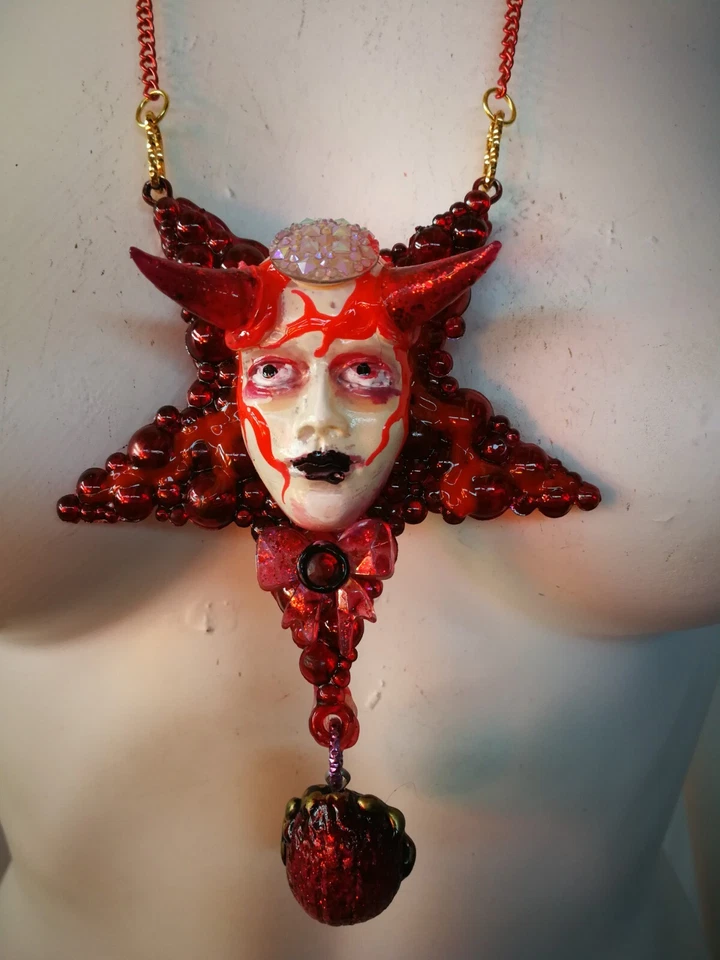 Jewelry Woman Necklace Pendant Inverted Pentagram Star Lucifer Satanic Baphomet - Image 3 of 4