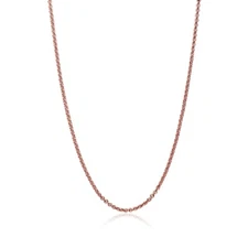 30 Inch Thin 0.7mm Cable Chain Necklace in Rose Gold Plated Sterling Silver