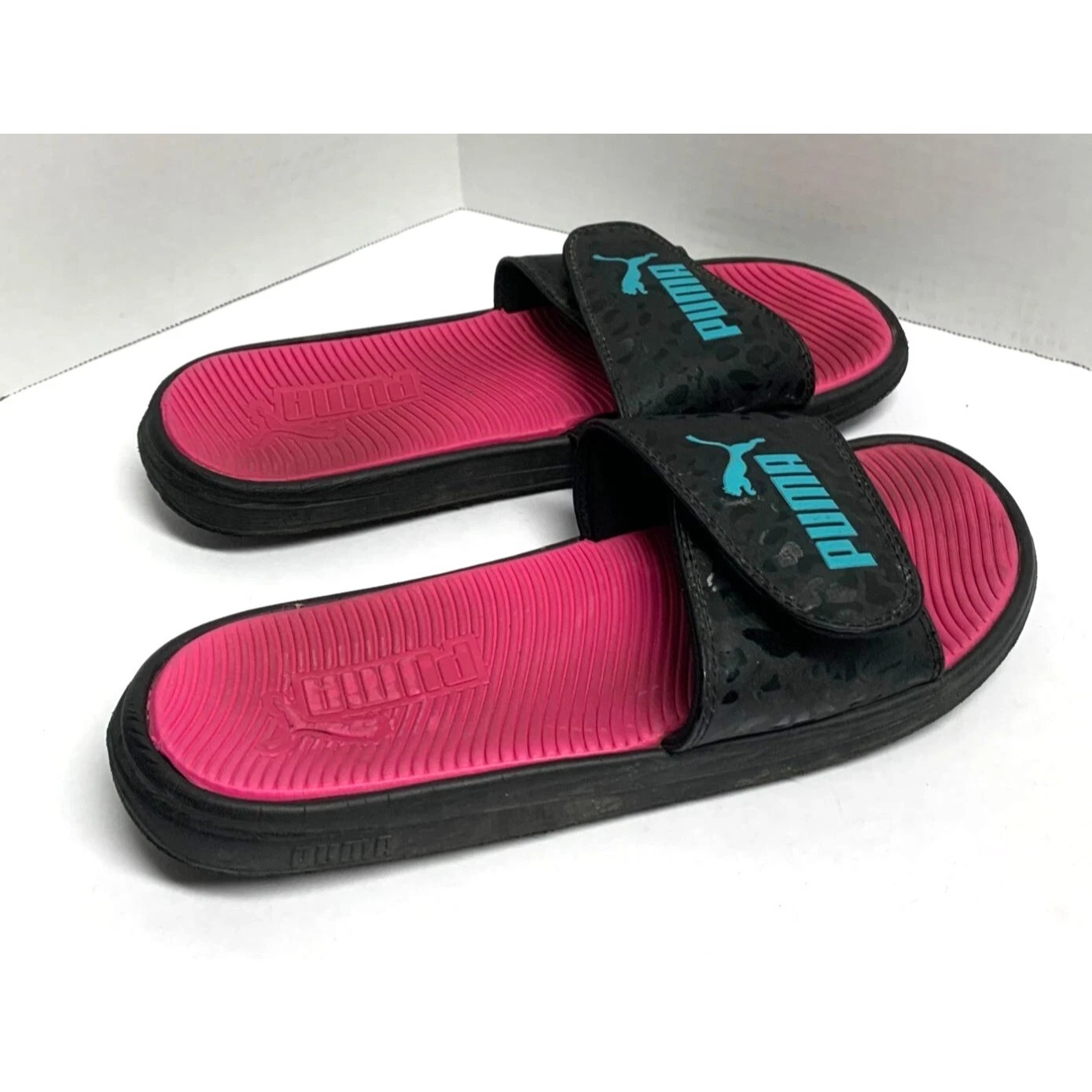 Puma donna taglia 10 nero sandalo slide suola rosa scarpe slip on sport