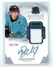 2020-21 UD THE CUP #129 ROOKIE PATCH AUTO /249 MAXIM LETUNOV