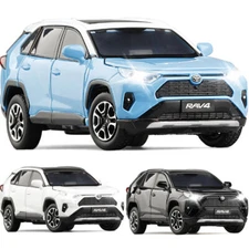 1:32 RAV4 Model Car Die-cast Toy Vehicle 4 Doors Hood Open ​​Friction Powered