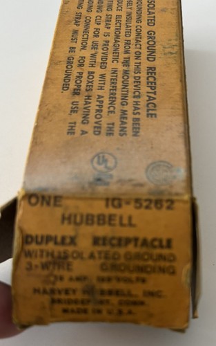 Hubbell Duplex Orange 15A 125V Receptacle w/Isolated Ground IG-5262 USA Made - Picture 10 of 10