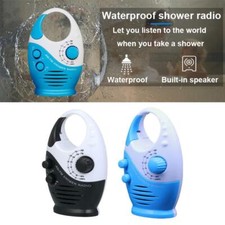 Waterproof Shower Radio With Handle - Portable AM/FM Radio For Bathroom & Outdoor Use (Blue)
