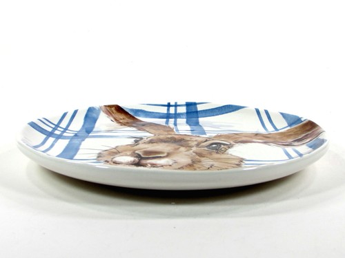 NEW Pier 1 Imports HENRY BUNNY 8.5" Salad Plate Rabbit Ears Apart Blue Plaid - Picture 5 of 8