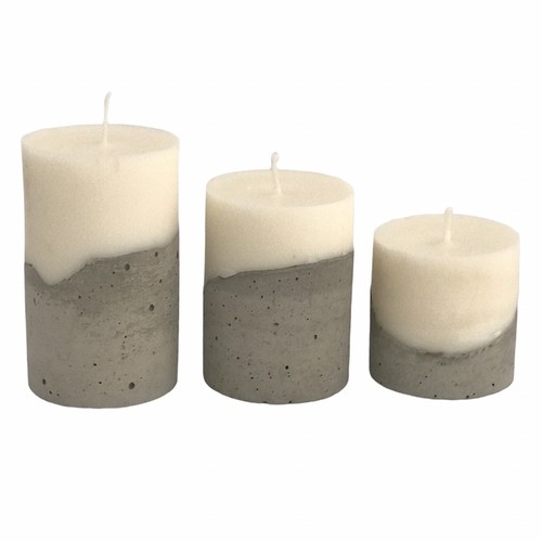 3pc Pillar Candles Gift Set Decorative Candle Grey Home Decor Handmade Luxdecor6 - Picture 3 of 5