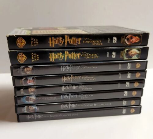 Harry Potter Dvd Complete Set 1-8, 1 and 2 and 4 2 disc sets, 3, 5-8 1 disc.
