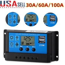 30-100A 12V/24V Solar Panel Regulator PWM Charge Controller Auto Focus Tracking