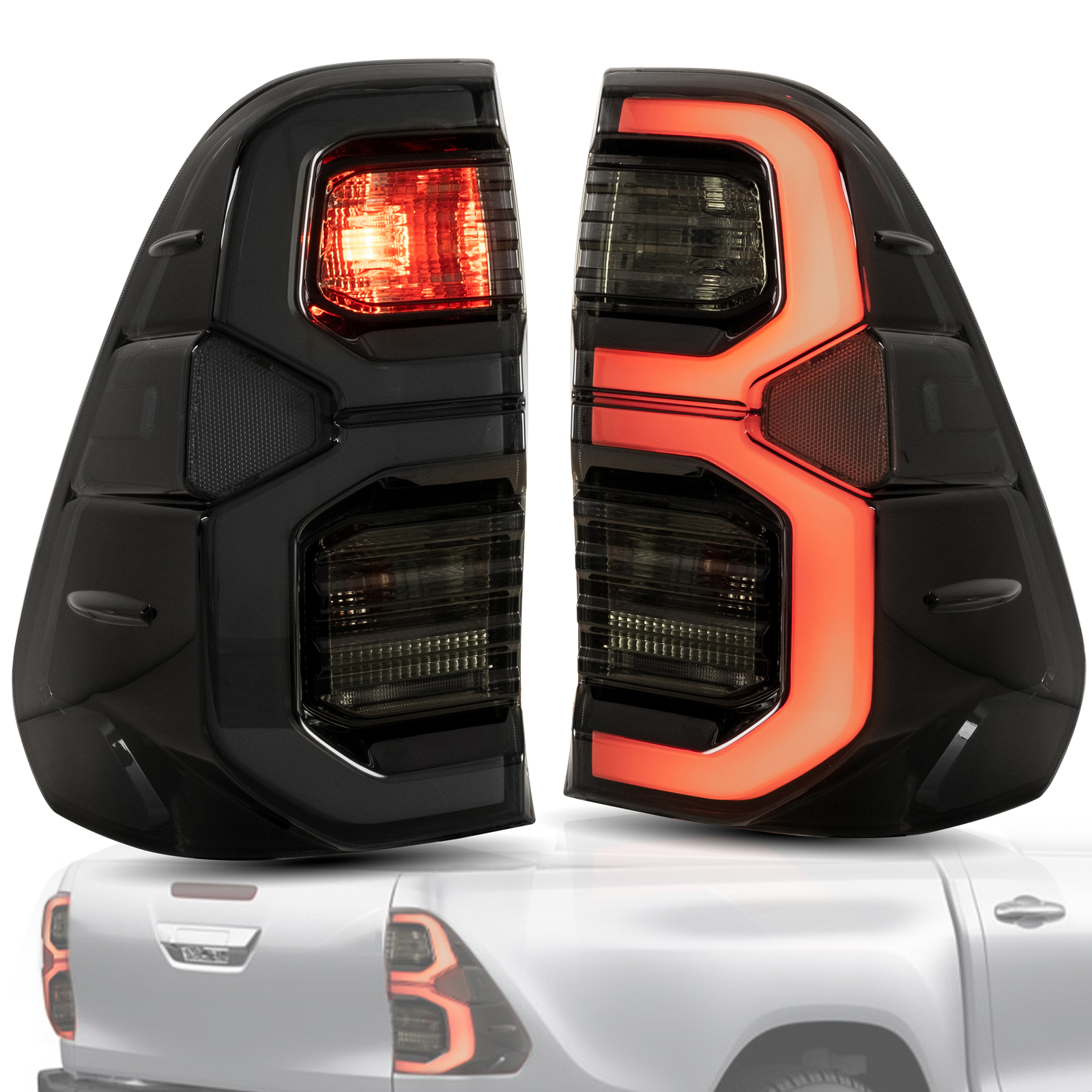 Feux arrière LED fumés étanches et dynamiques pour Hilux 2015