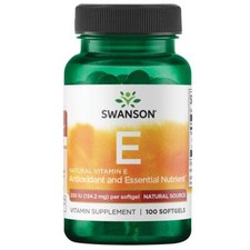 Swanson Natural Vitamin E 200iu (134.2 mg) 100 Softgels, Skin & Immune Support