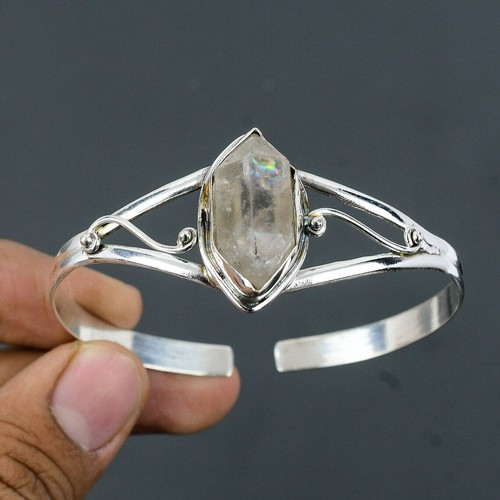 Herkimer Diamond Bangle 925 Silver Handmade Women Cuff Bracelet Jewelry #048 - Picture 4 of 4