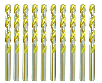 HSS Drill Bit 7/32'' Jobber Length Twist Metal Drill Titanium Gold Flute-10Pcs