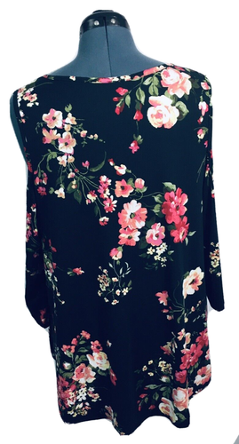 Cool Melon Women's Tunic Top Pullover Cold Shoulder Multicolor Floral Size 1X - Picture 4 of 9