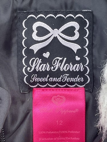 Star Florar Boutique Black Rhinestone Big Bow Bling Fur Lined Jacket 12❤️blt11jh - Picture 7 of 8