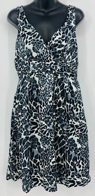Jonathan Martin Dress Size 12 Black White Animal Print Sleeveless Women New