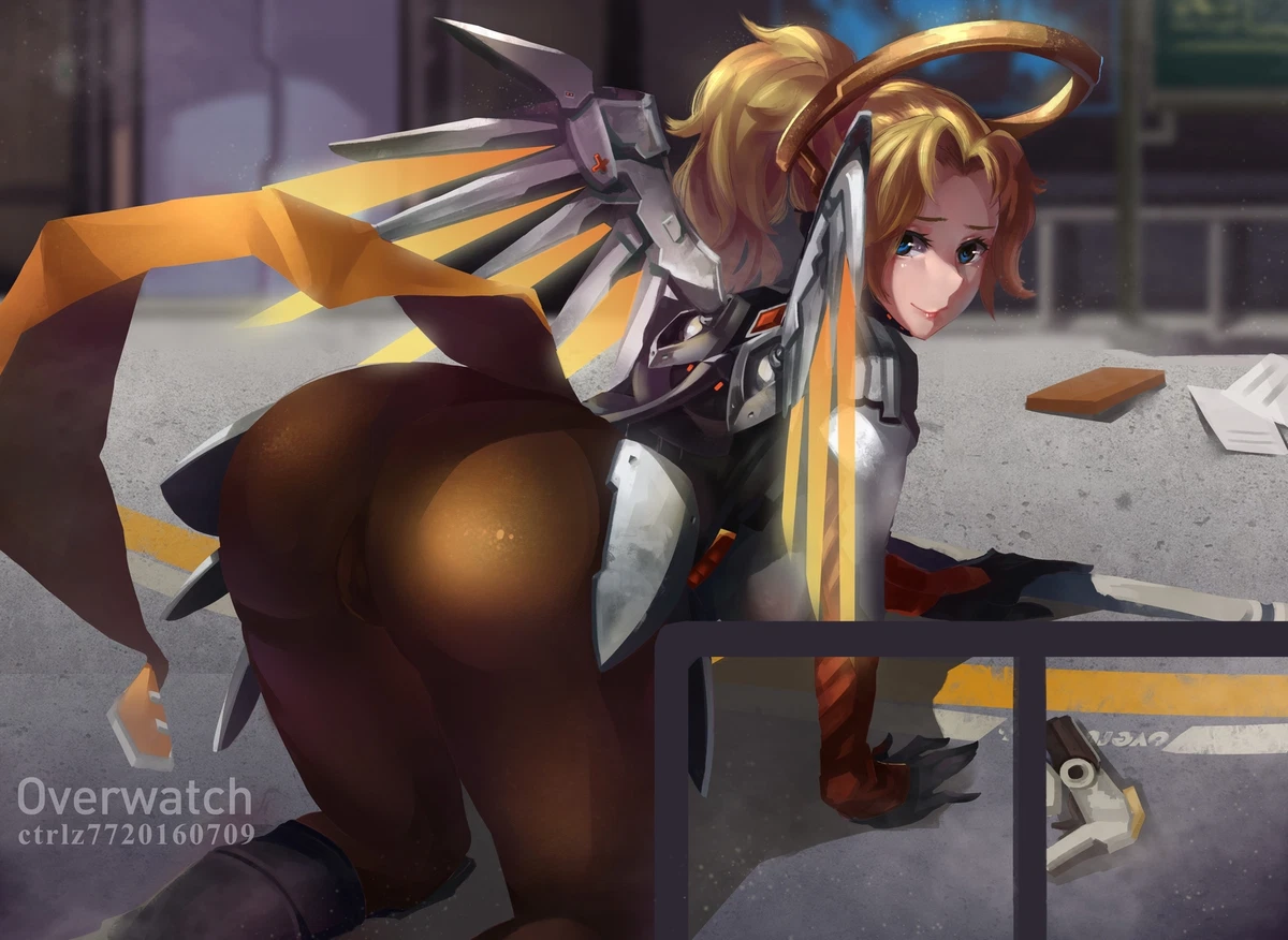 Anime girls overwatch mercy bodysuit cameltoe wings Playmat Game Mat Desk |  eBay