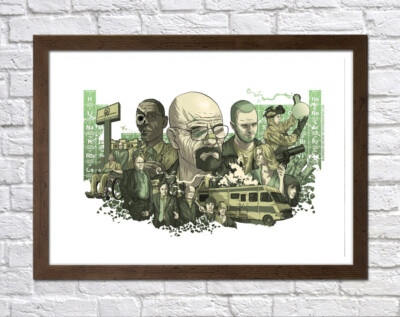 BREAKING BAD 2 - GERAHMTES LEINWANDBILD KLASSISCHES SHOWBILD PAPIERDRUCK - GRÜN